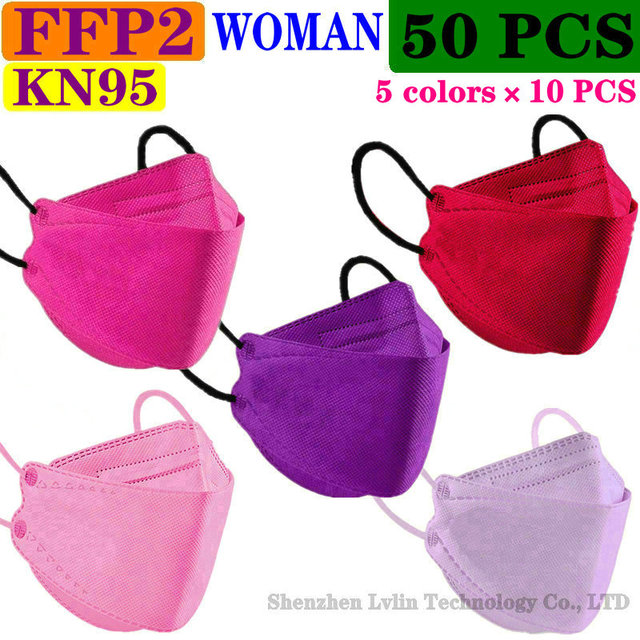 FFP2 Adult 60 Colors CE KN95 Mask Black Mascarillas Mask Certified Health Protection Wholesale Fish Face Mask Respirator Filter