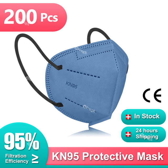 10-200pcs Mascarillas KN95 Certified 5 Layers Black KN95 Masks Colorful ffp2mascarilla Adult FP2 FPP2 Approved Mask FFP2