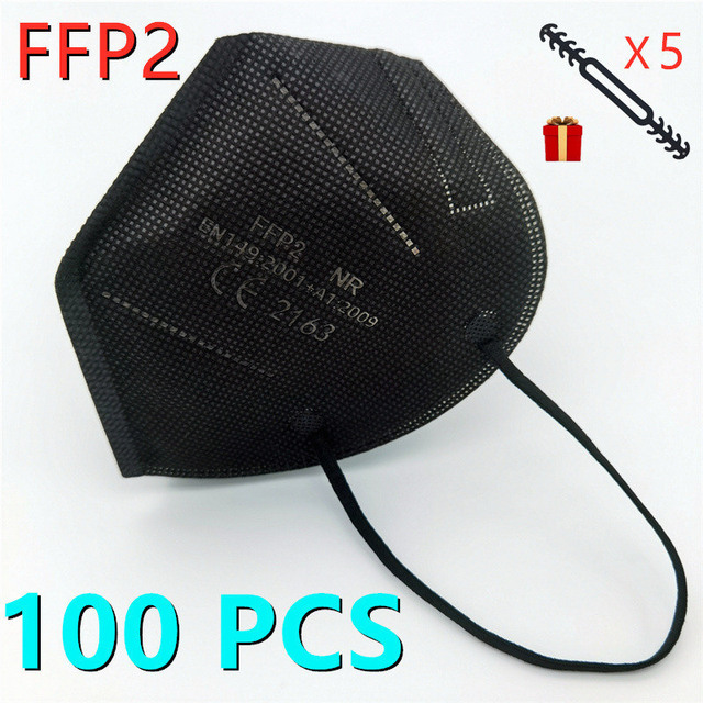 10-100pcs FFP2 Mascarillas Black Adult ffp2fan Approved Colors Respiratory fpp2 Face Mask Mascherine ffpp2 CE Fast Delivery