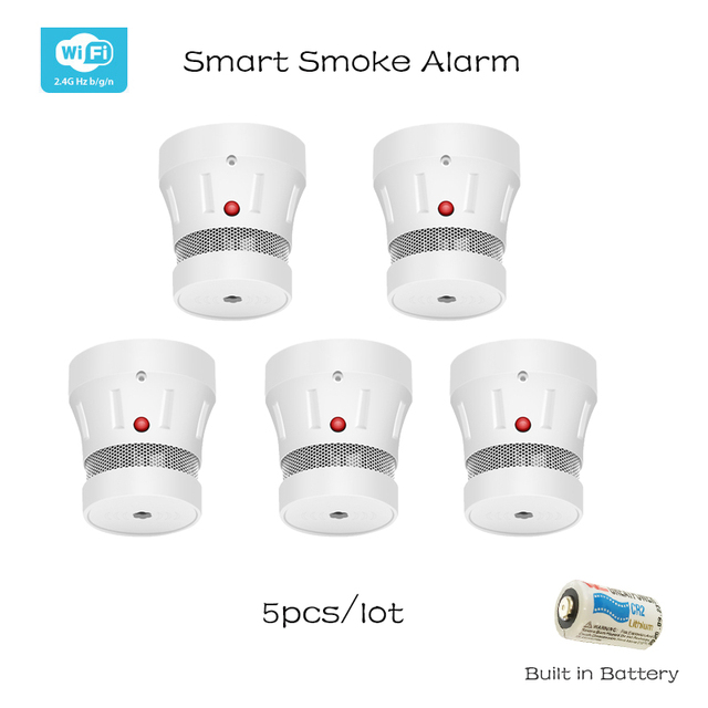 Zigbee smart smoke alarm safety protection wifi tuya sensitive control fire detector battery powered with sound and light alert