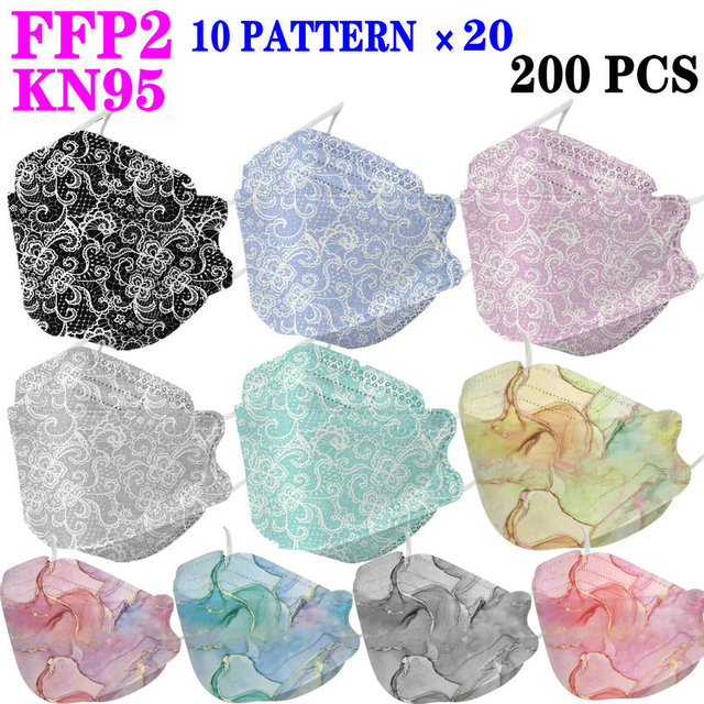 KN95 FFP2 Unique Print Fish Mask Mascarillas CE Protective Breathing Dust Anti-Fog Adult Colorful Masques