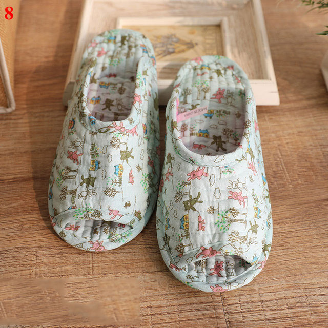 Small floral slippers pastoral fabric soft-soled household cotton slippers warm breathable non-slip light beautiful cotton slippers