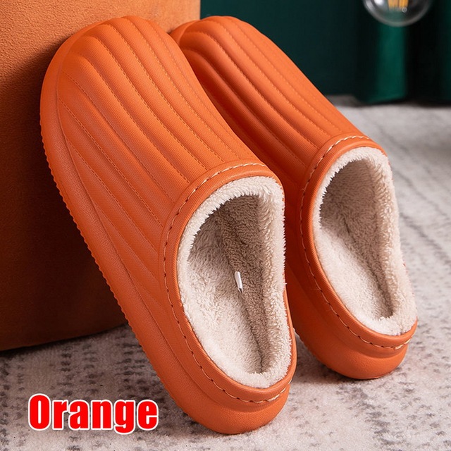 Hot Waterproof Non-slip Home Slippers Men Winter Warm Women Indoor Non-slip Ladies Soft Slippers Memory Foam Couples Shoes