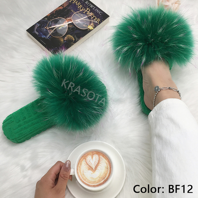 Ladies Slippers Flat Flip Flops Women Shoes Soft Luxury House Platforms Sandals Real Fur Slides Summer Fluffy Fashion Slippers