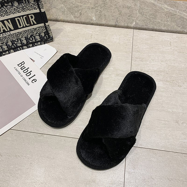 Women Shoes Soft Short Plush Different Styles Comfortable Women Slippers Open Toe Indoor Women's Shoes Furry Luxury Home Slippers