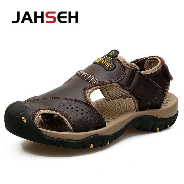 Genuine leather men's sandals summer new large size men's beach shoes men outdoor casual shoes fashion walking shoes slippers