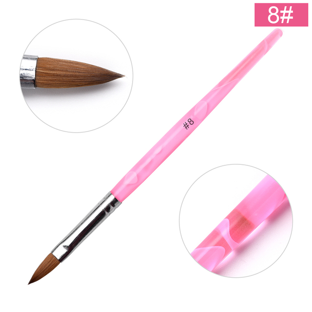 KADS Acrylic Nail Brush Curly Kolinsky Sable UV Nail Art Gel Extension Brush Manicure Flat Round Brush Red Wood Nail Brush