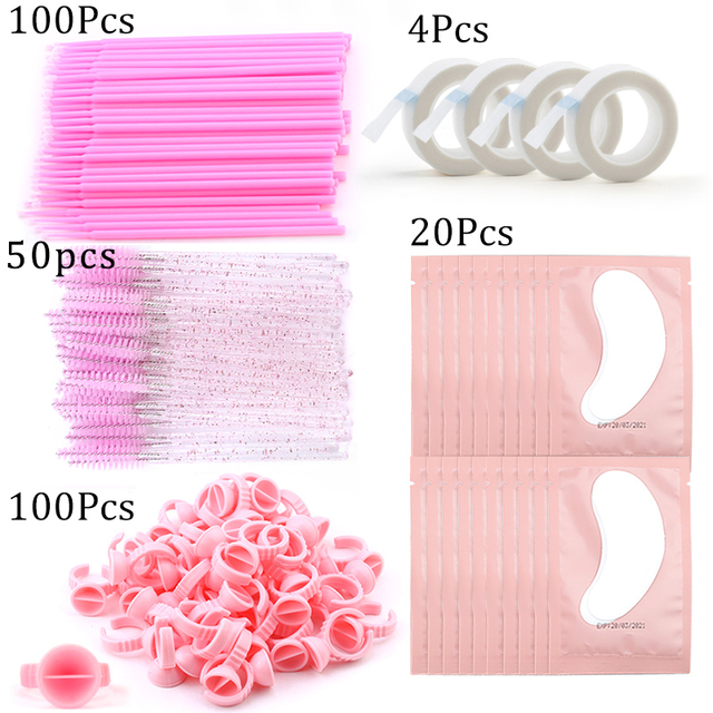 Eyelashes Extension Supplies Lashes Set Micro Brush Tape Glue Ring Eye Pad Disposable Mascara Applicator Eyelashes Tool