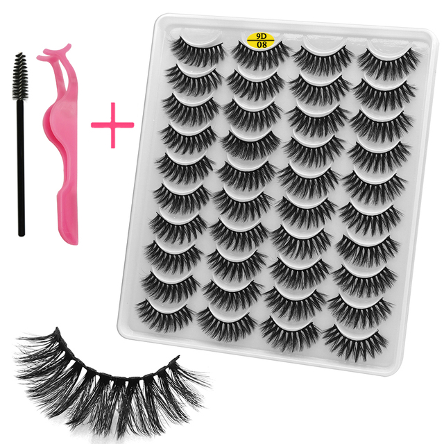 LE 20 Pairs Mink Eyelashes Fashion Handmade Cruelty-Free Soft Wispies 3D Fake Long Eye Lashes Extension False Eyelashes