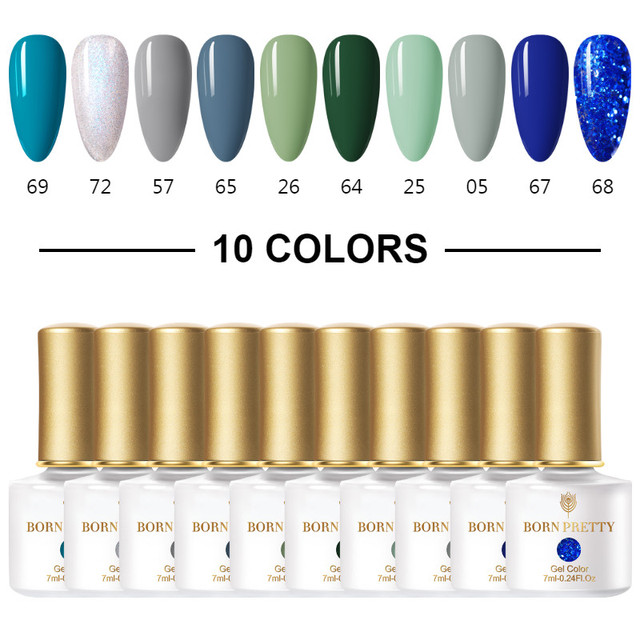 Born Pretty Nail Gel Polish Set Soak Off UV LED Gel 7ml Hybrid Semi Permanent Varnish Nail Art Gel Kit Top Coat Gel Manciuring