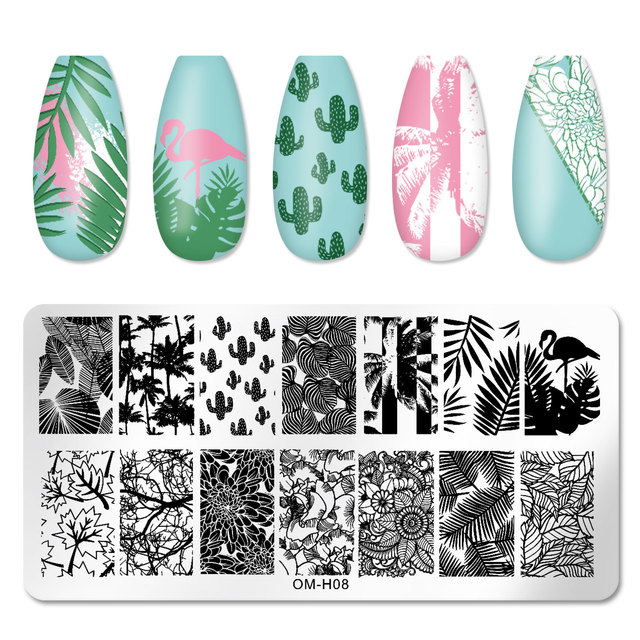 Nail Stamping Plates Natural Animal Snake Scale Flower Grass Tree Theme Image Template Nail Art Template Decoration 42 Designs