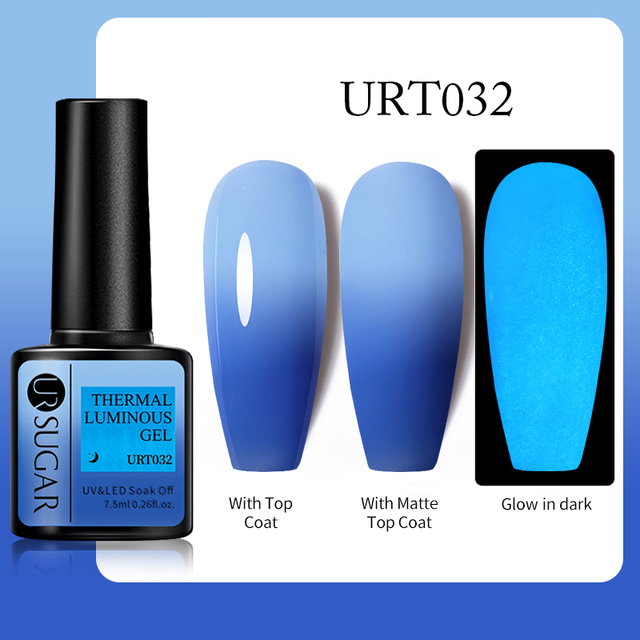 UR SUGAR Thermal Luminous UV Gel Nail Polish 2 in 1 Color Change Glow in the Dark Nail Art Design Varnish Soak Off Manicure