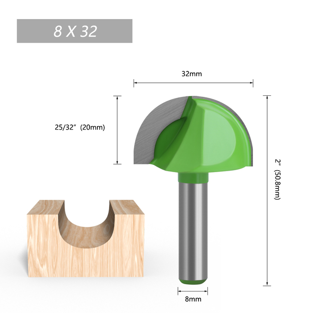 LA VIE 1pc 8mm Shank Ball Nose End Mill Round Nose Cove CNC Milling Bit Radius Core Box Solid Carbide Router Bits Tools