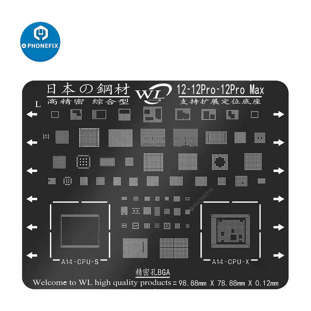 Black Steel BGA Stencil Stencil For iPhone 11 12 Pro Max XS XS MAX XR X 8P 8 7P 7 6S 6 CPU IC Chip Tin Soldering Mesh