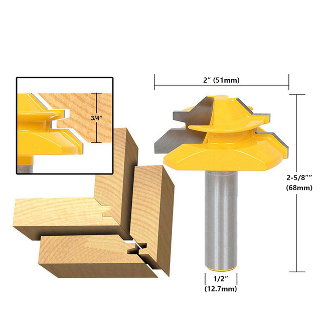 1/2 "1/4" 8 مللي متر عرقوب 45 درجة قفل ميتري راوتر بت 8*1-1/2 8*1-3/8 Tenon نهاية القاطع أدوات طحن لأعمال الخشب