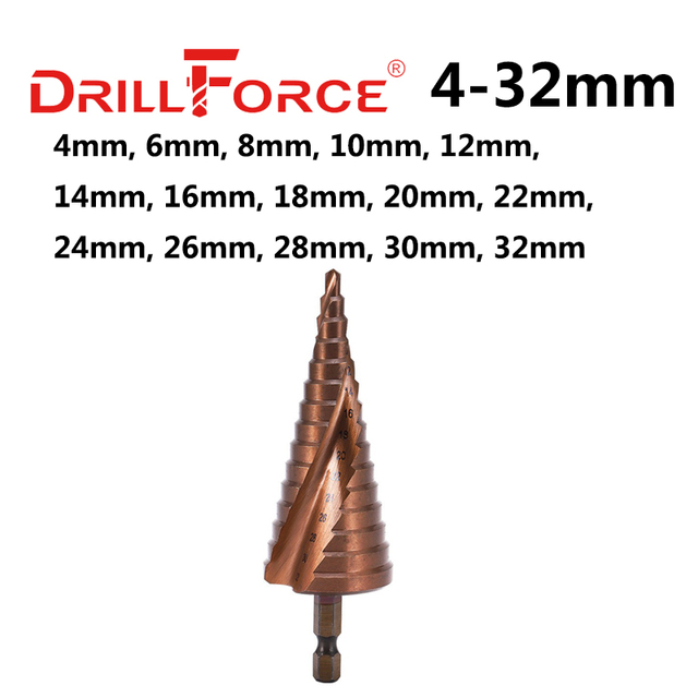 Drillforce M35 5% الكوبالت خطوة مثقاب الخشب HSSCO مخروط أداة معدنية ثقب القاطع 3-12/3-14/4-12/4-20/4-22/4-25/4-32/5-21/5-27/6-24 مللي متر