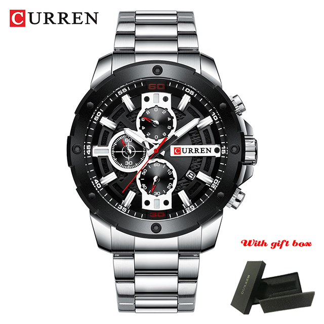 CURREN Luxury Military Waterproof Sport Stainless Steel Men's Watch Fashion Business Quartz Watch for Men relogio masculino