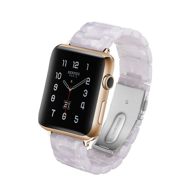 Replacement Resin Tortoise Shell Lines Watch Strap Bracelet For Apple Watch Series 5/4/3/2/1 42mm 44mm 38 and 40mm Leopard Print