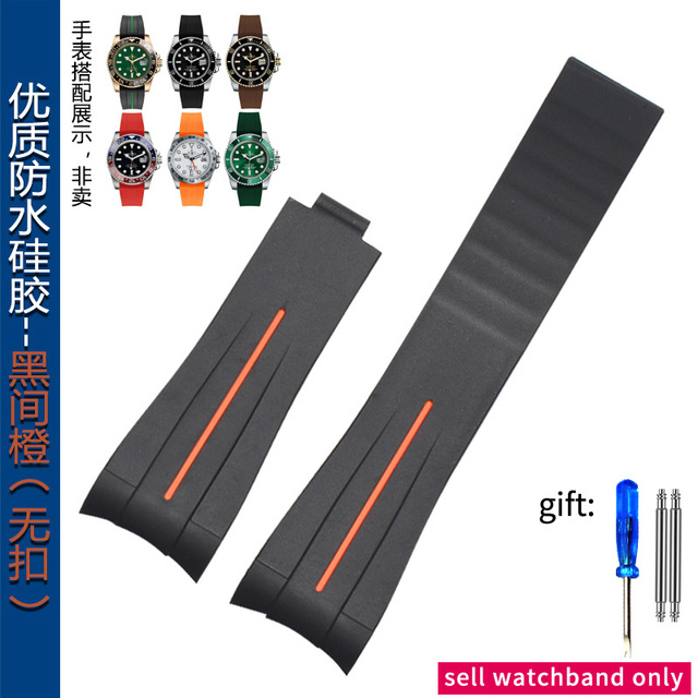 For Rolex Rubber B Diver GMT Daytona Black Green Water Specter Rubber Silicone Watch Strap 20mm