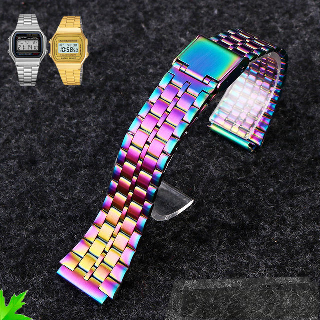 fine steel watchband for casio steel wristband a158/a159/a168/a169/b650/aq230/700 small gold chain watch 18mm wristband