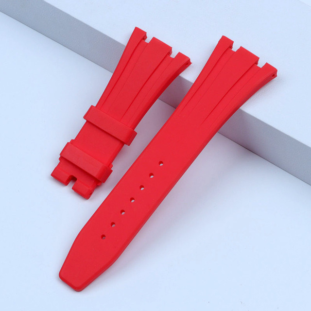 26mm soft black white green yellow orange gray blue red silicone rubber watch strap bracelet for AP royal oak watchband