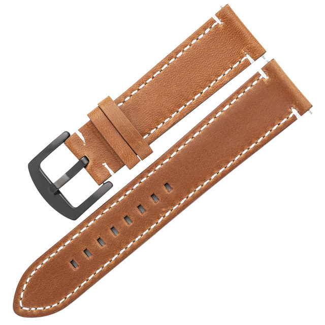 Oil Wax Leather Watch Band Bracelet 20mm 22mm For Samsung Galaxy Watch 42 46mm High-end Cowhide Watch Straps For Huawei GT2