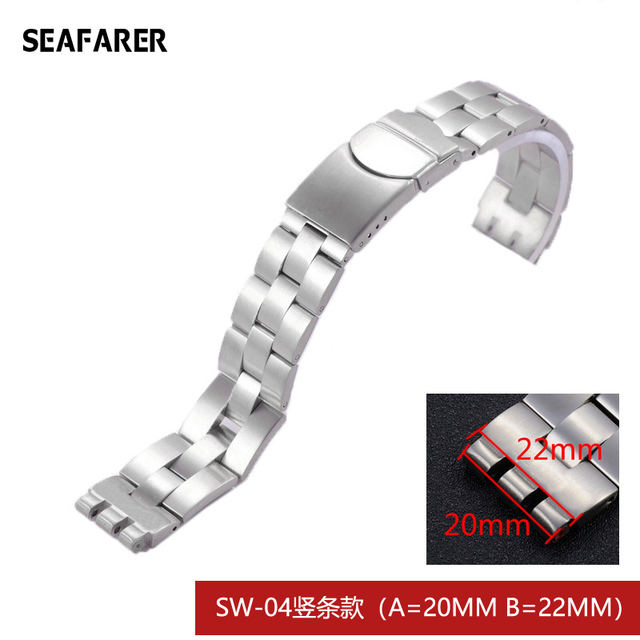 Watch Accessories Watch Strap For Swatch Watch Stainless Steel Bracelet Solid Convex And Prong Steel Belt 17mm 17.5mm 20mm 22mm