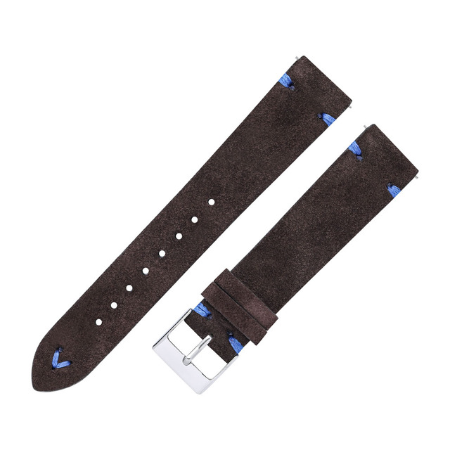 Suede Watch Straps, 18mm, 20mm, Hand-stitched, Beige, Green, Blue, Suede, for Men and Women, Quick Release