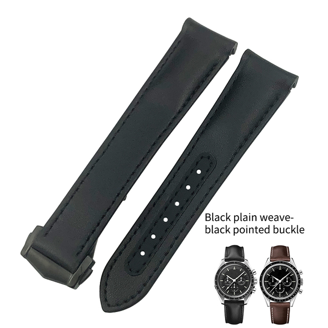 Curved End Real Cow Leather Watchband 20mm 19mm 21mm Fit For Omega Aqua Terra AT150 Seamaster Diver 300M Soft Watch Strap