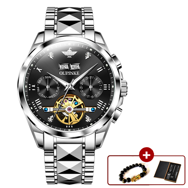 OUPINKE Automatic Men's Watches Mechanical Sapphire Glass Tourbillon Luxury Brand Wristwatch Waterproof relogio masculino 40