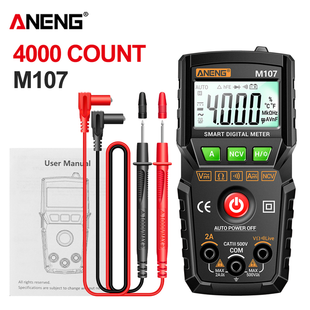 ANENG M107 Mini Digital Multimeter 4000 count Auto tester digital multimetre profesional testeur electrique multímetro test