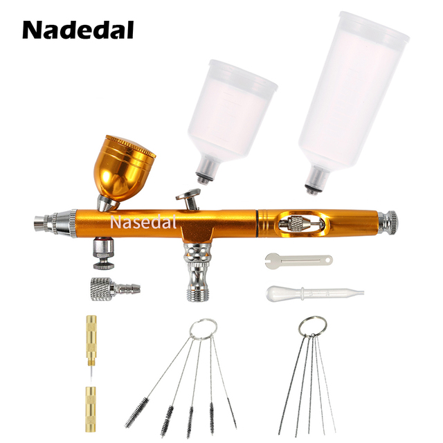 Dual Action Airbrush Red/Gold Gravity Feed 0.3mm Nozzle Cake Decorating Spray Gun Manicure Brushes With Wrench