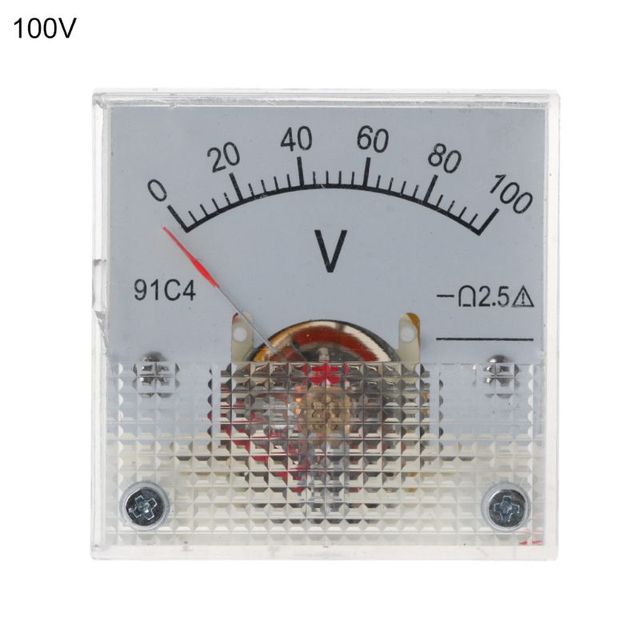 91C4 DC Voltmeter Analog Panel Voltage Meter Mechanical Pointer Type 3/5/10/15/20/30/50/100/150/250V E1PD