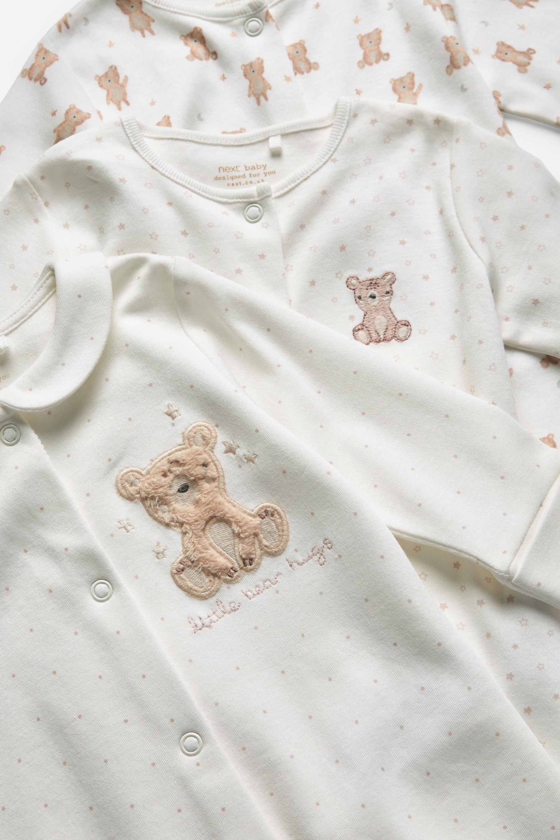 3 Pack Delicate Appliqué Baby Sleepsuits (0-2yrs)