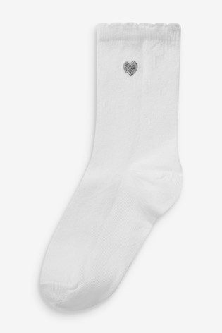 7 Pack Cotton Rich Heart Embroidered Ankle Socks