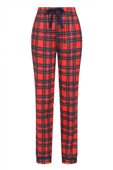 Hot Squash Red Tartan Jersey Womens Pyjama Set