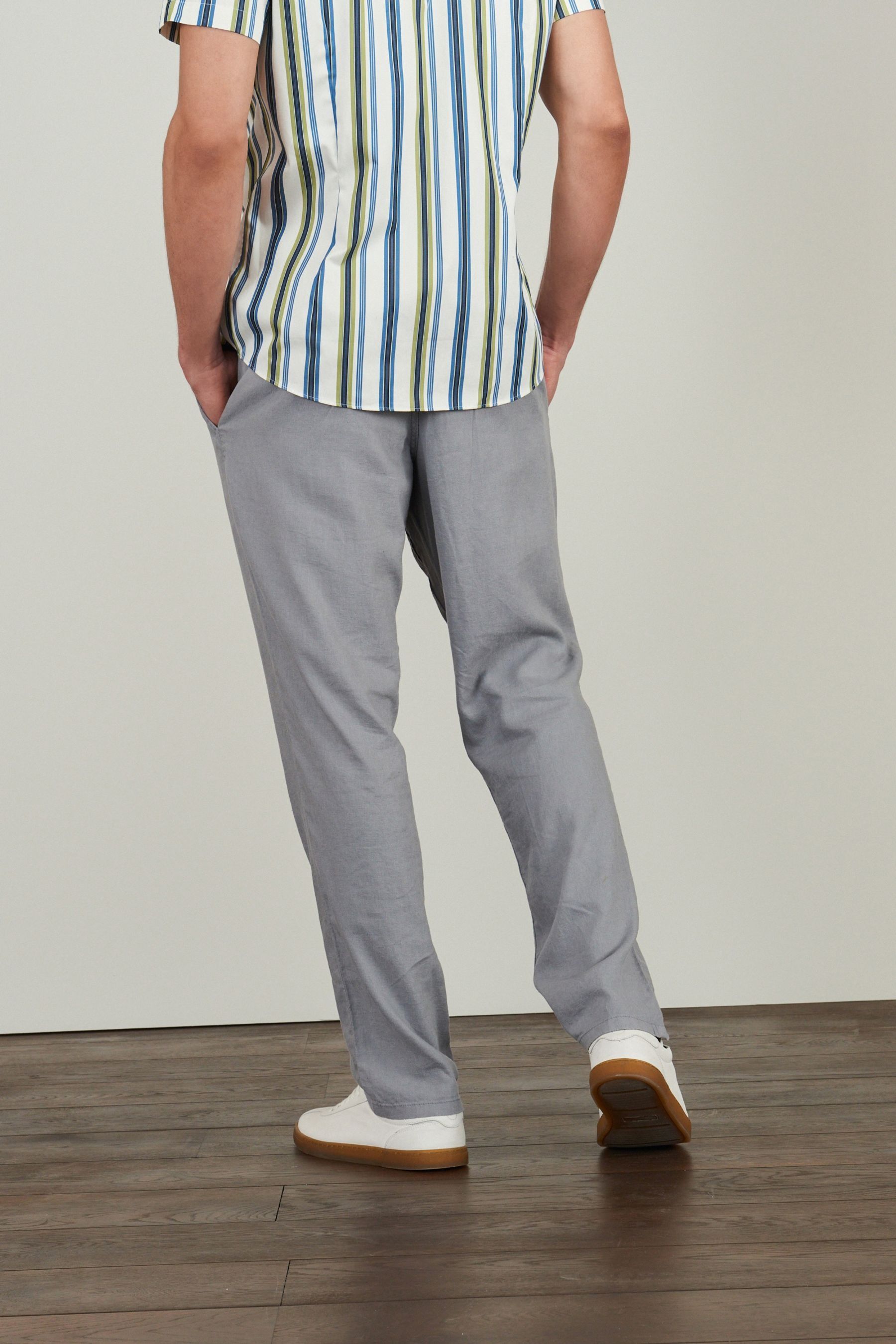 Drawstring Linen Blend Trousers