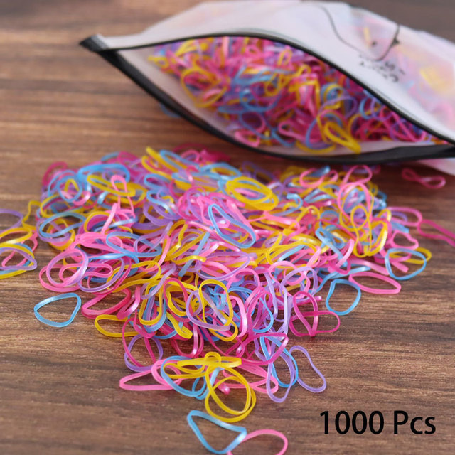 1000pcs Disposable Rubber Band Hairband For Kids Ponytail Hair Ties Colorful Elastic Hair Bands Baby Hair Accessories