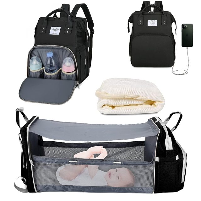 2022 Baby Diaper Changing Bags Changing Station Baby Bed Portable Travel Bed Folding Crib Shade Cloth Changing Pad Waterproof