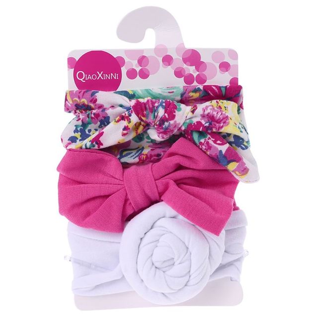 3pcs/set Baby Girls Lovely Bow Hairband Elastic Wide Headband Stretch Knot Headbands Turban Headdress Clothes Accessory