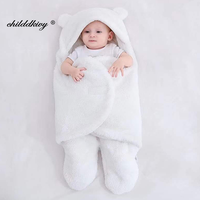 Soft Newborn Baby Wrap Blankets Baby Sleeping Bag Envelope for Newborns Sleeping Bag Cotton Thicken Cocoon for 0-9 Months Baby