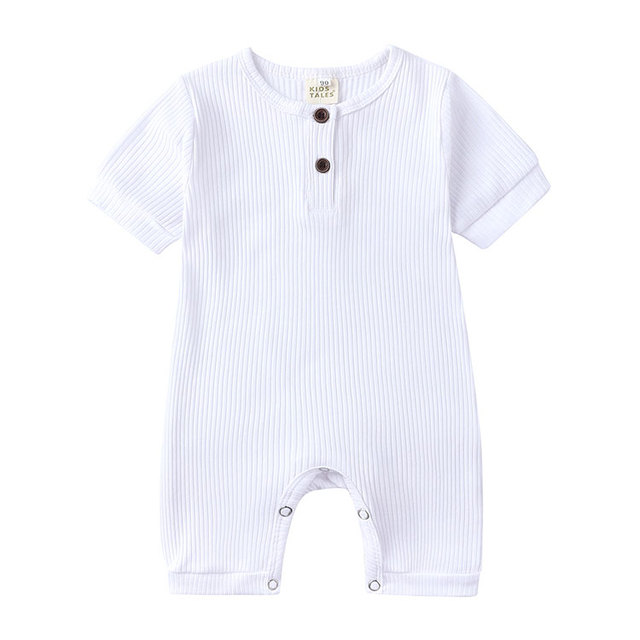 Newborn Summer Romper, Regular Color, Girls Clothes, Short Sleeve, Round Neck, Boys, 0-24 Months