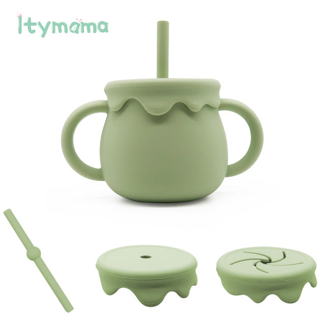 New Three In One Baby Feeding Cups With Straw 250ml Learning Cups Food Grade Silicone Snack Cup Kids With Silicone Sippy Cup