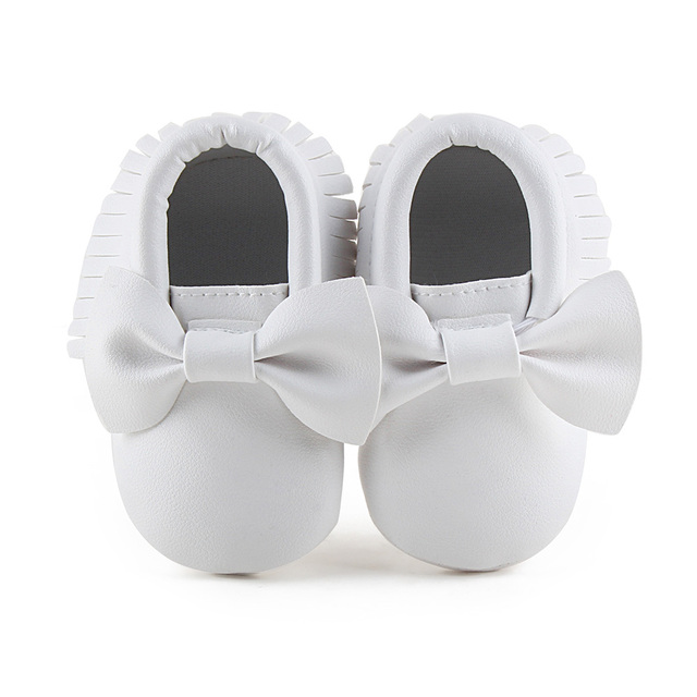 Newborn Baby Shoes Infant Boys Girl First Walker PU Sole Princess Bowknot Fringe Toddler Baby Crib Shoes Casual Moccasins