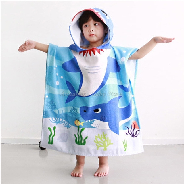 Cartoon Baby Toddler Hooded Cloak Infant Bathrobe Baby Bath Towel Robe Cotton Boy Girl Beach Robe Dinosaur Cape Newborn Wrap Blanket