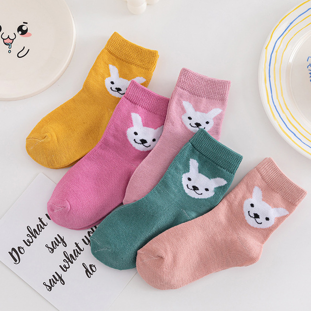 5pairs/lot 3 to 12 Years Kids Soft Cotton Socks Boy Girl Baby Cute Cartoon Warm Fashion School Socks Autumn Winter Cartoon