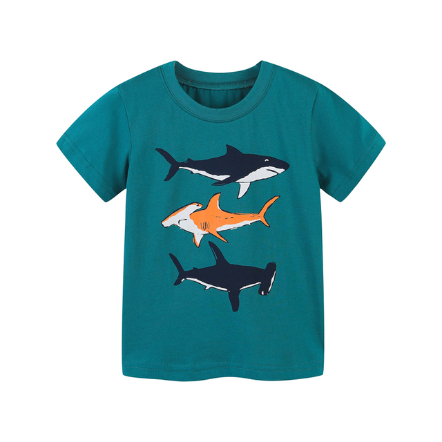 2022 Little Maven Summer Boys T-shirt Short Sleeve Clothes With Animal Shark For Kids Baby Breathable Cotton Tops