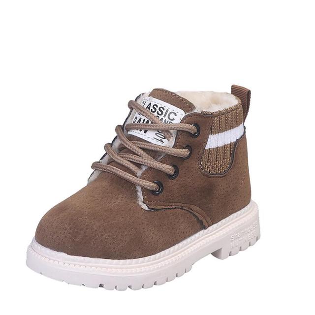 Autumn Winter Children's Shoes Martin Boots Boys Shoes Soft Leather Anti-slip Girls Shoes 21-30 Running Sneakers