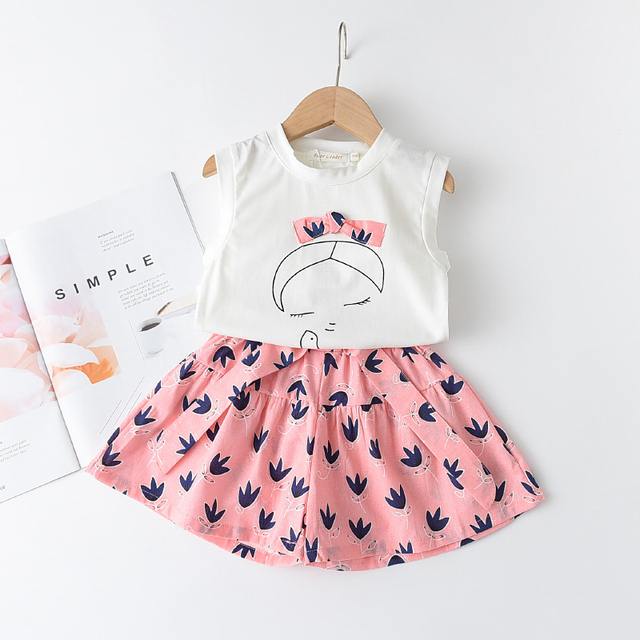 Kids Girls Clothing Sets Summer New Style Brand Baby Girls Clothes Short Sleeve T-shirt + Pant Dress 2pcs Children Clothing Suits