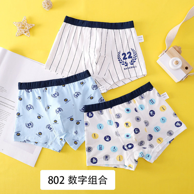 3pcs Kids Boys Underwear Cartoon Children Shorts Panties For Baby Boy Toddler Boxers Stripes Teenager Cotton Underpants